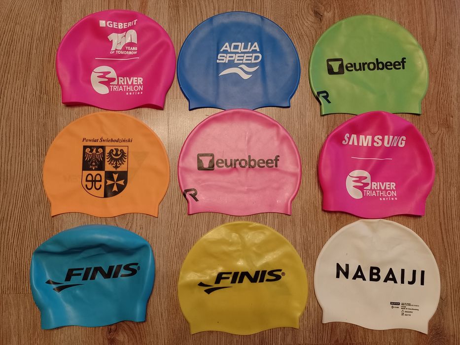 Czepek, czepki pływackie triathlon, zestaw 9 sztuk