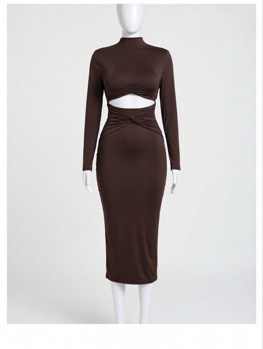 Шоколадна сукня міді, нова, розмір M-L