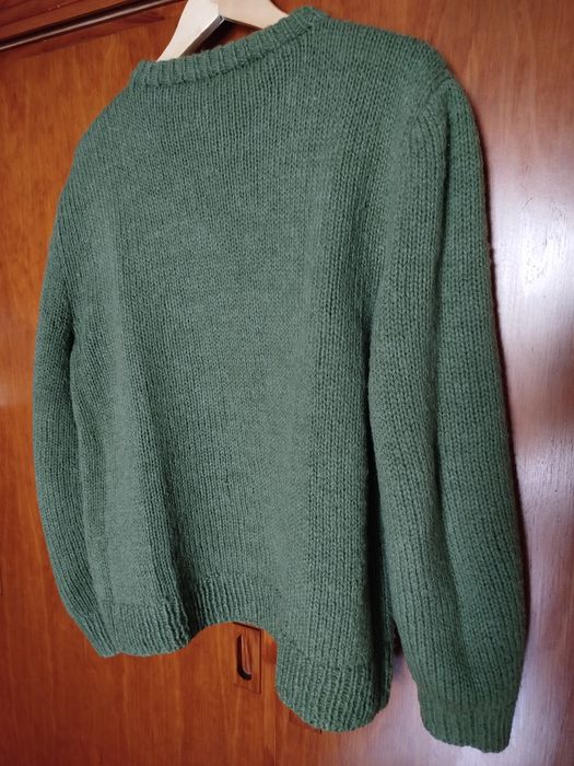 Camisola de lã artesanal, verde seco, L