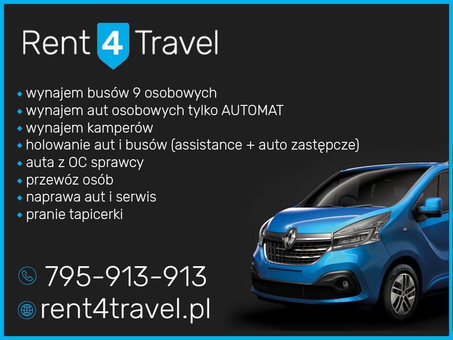 Wynajem busów busa 9 osobowych 100 zł doba -3 tyś Miesiąc Automat