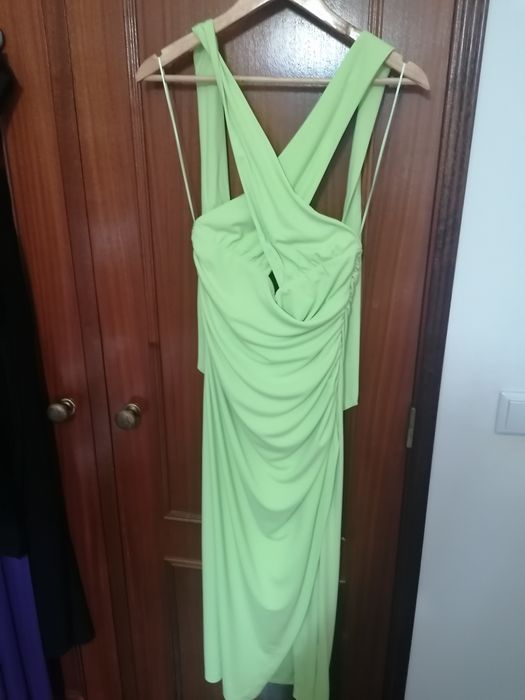 zara mint green dress ZARA Mint Green Satin Camisole Slip Midi Dress Size M Bloggers Fave Holiday  Chic