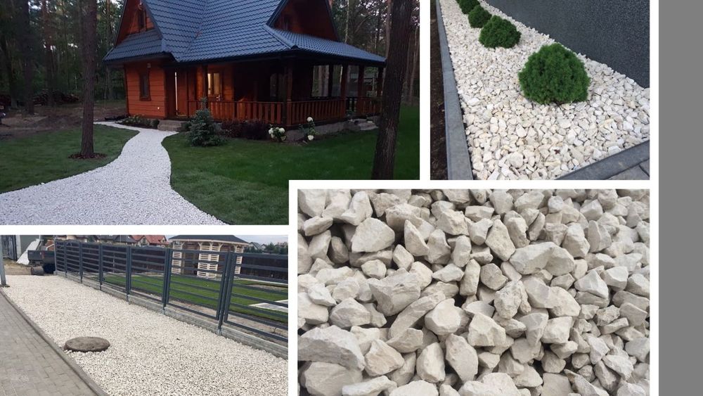 Kruszywo dekoracyjne białe kamień biały grys ogrodowy 16/32 mm