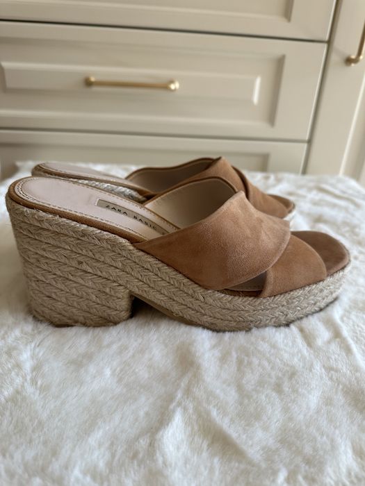 Klapki Sandały Zara Rozmiar 39 Skórzane