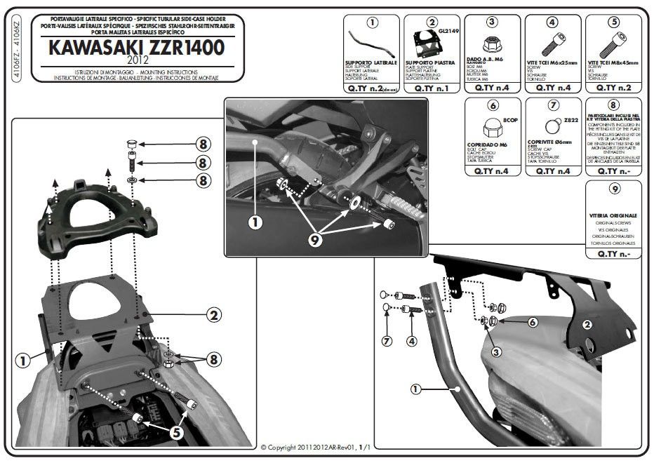 Stelaż pod kufer centralny do Kawasaki ZZR1400 [12-13] - Givi 4106FZ (zgodny z Kappa KZ4106) - OUTLET