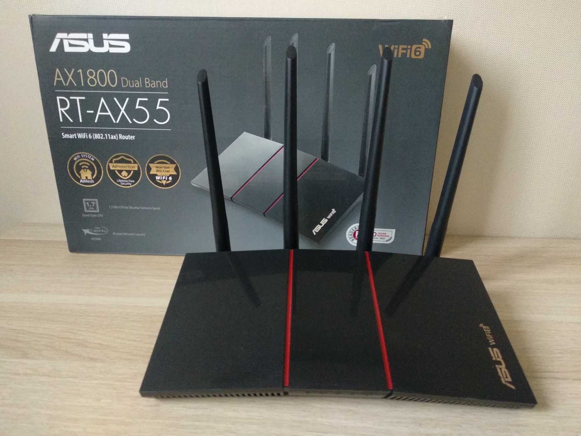 ASUS RT-AX55 V2 CPU 4x1700MHz WiFi 6 (AX1800) AiMesh Wi-Fi роутер: 2 ...