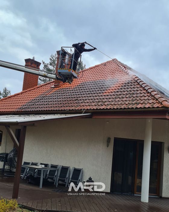 Mycie i czyszczenie kostki, elewacji i dachów KUTNO  Podnośnik koszowy