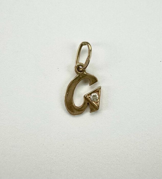 Złota przywieszka 585 0,66g literka "G" z cyrkonią / Nowy Lombard