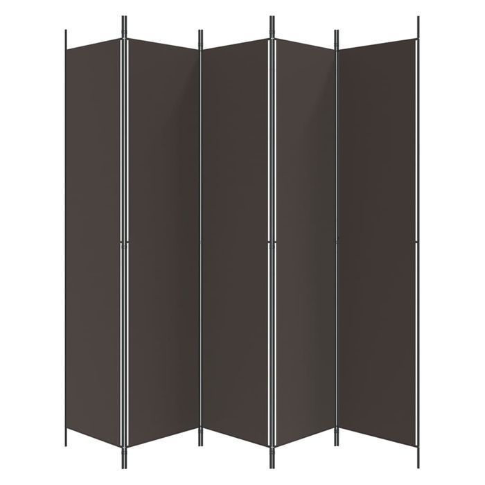 vidaXL Parawan 5-panelowy, brązowy, 250x220 cm, tkanina