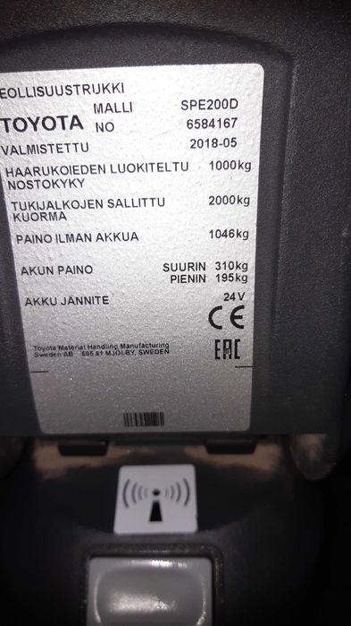 Toyota BT SPE 200D Paleciak elektryczny wozek