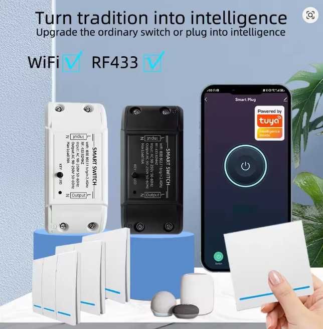 Interruptor Inteligente Wi-Fi Tuya Smart Life16A com Suporte RF 433MHZ