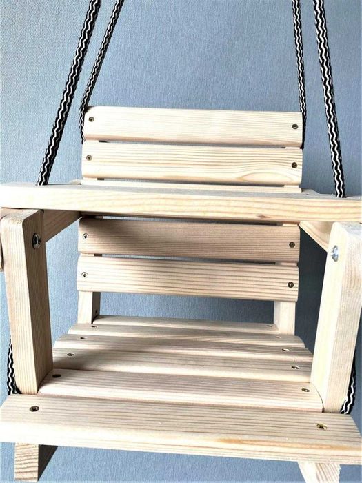 Подвесная детская качель до 150кг натур.дерево 1-9лет планка защиты