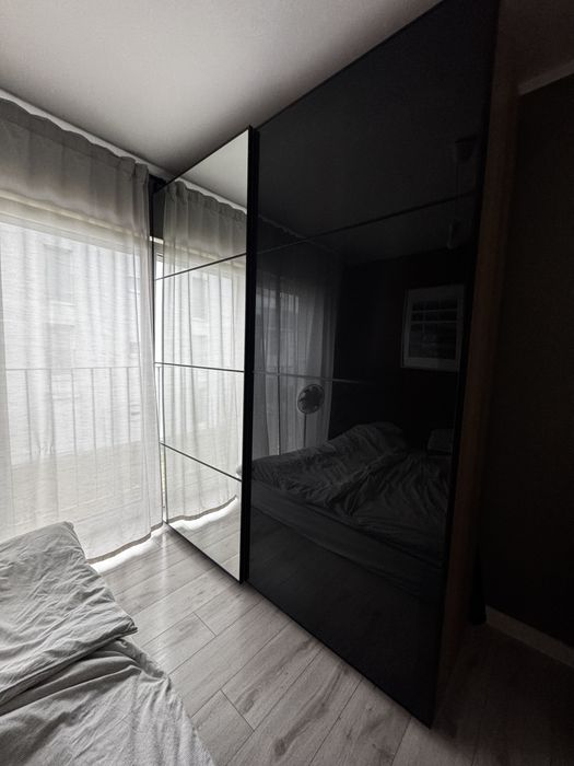 Drzwi przesuwne IKEA PAX 200 cm – lustro + czarne szkło