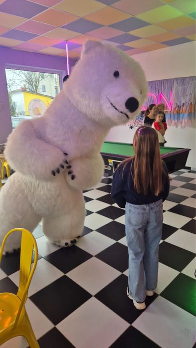 Duży Biały Miś Leon 2.6m zaskocz gości Eventy Wesele Impreza Urodziny