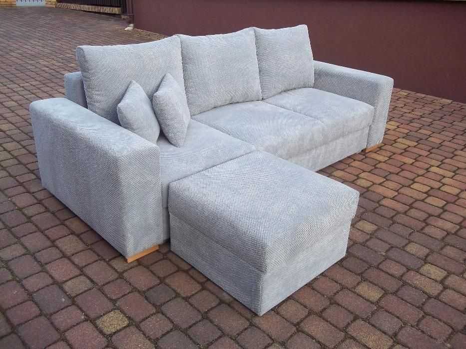 Sofa/narożnik z dostawianą pufą//szeroka pow spania na sprężynach