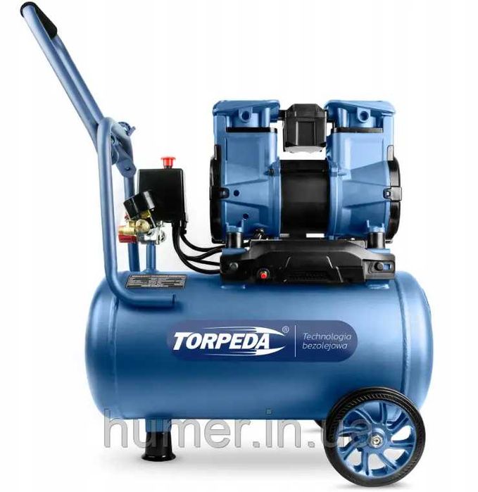 Компресор 2-х поршневий безмасляний Torpeda 24л  1480 Вт 95 л/хв 8 бар