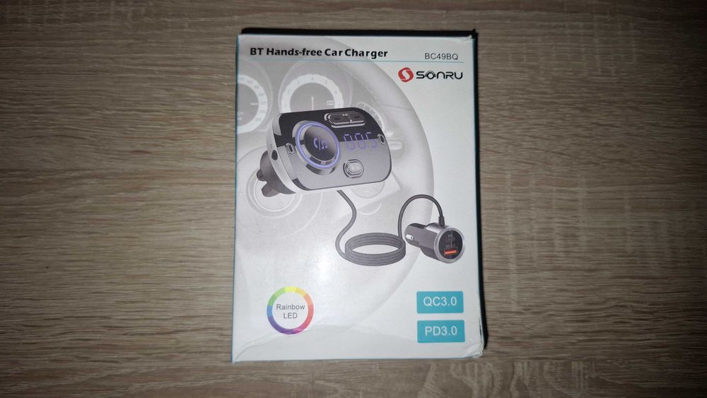 SONRU BC49BQ Bluetooth 5.3 FM Adapter do samochodu czarny transmiter