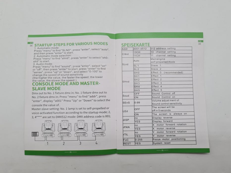 Oświetlenie sceniczne LED DMX-512 100W 8 wzorów RGBW ruchoma głowica