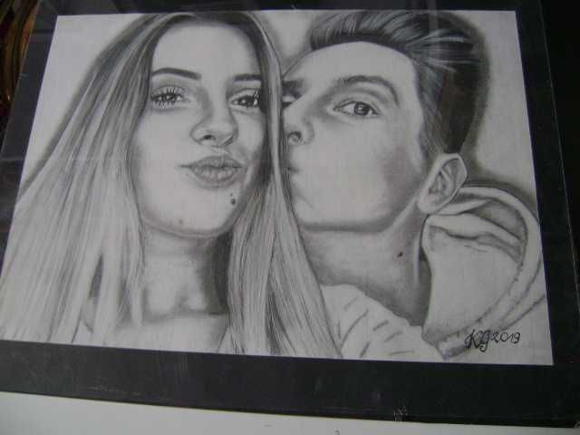 Starocie z PRL - Rysunek = Portret w ołówku 44 cm x 31 cm z 2019 r.