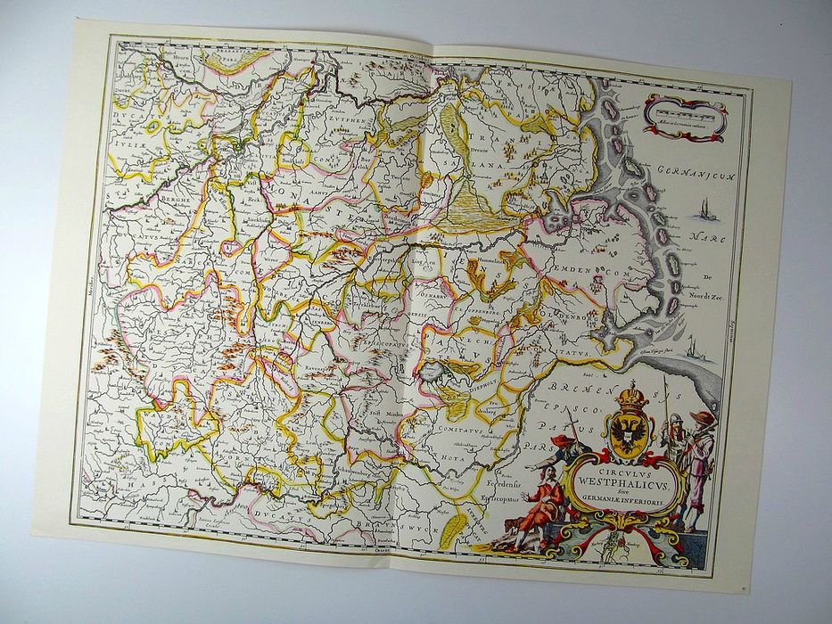 stara duża ozdobna mapa dolna saksonia 60x43