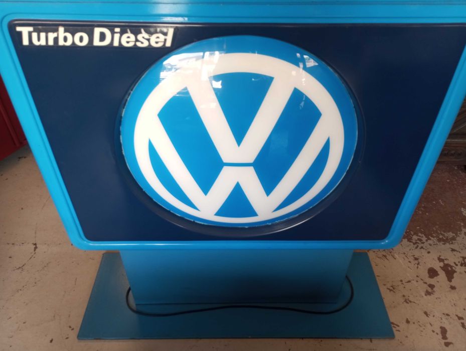 Reclame luminoso publicitário VW Audi de duas faces anos 80