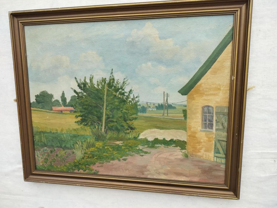 Stary obraz na płótnie sygnowany 1948 rok  .