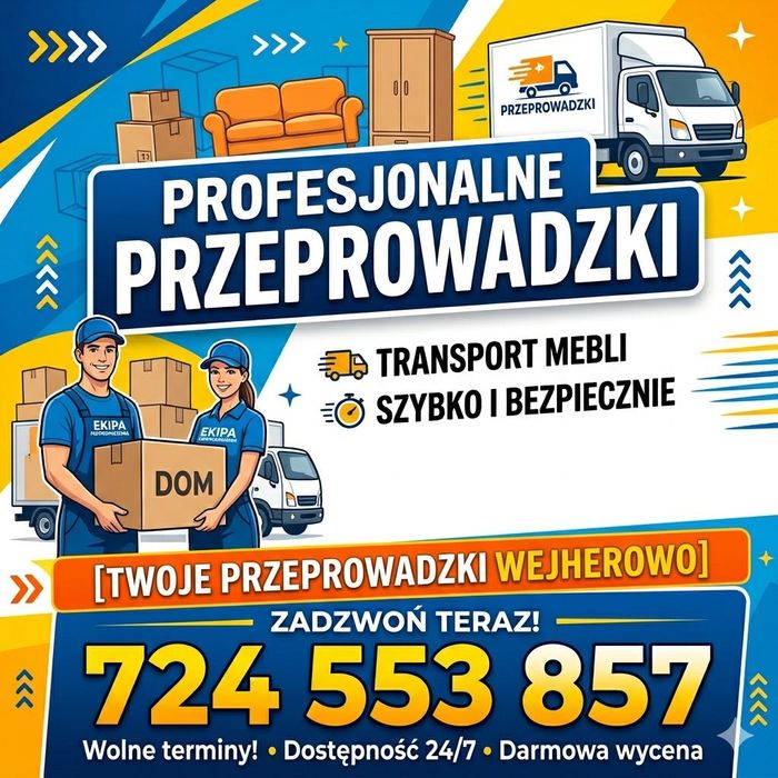 Przeprowadzki profesjonalnie i tanio z wnoszeniem – Wejherowo Reda Rumia Luzino oraz Transport krajowy
