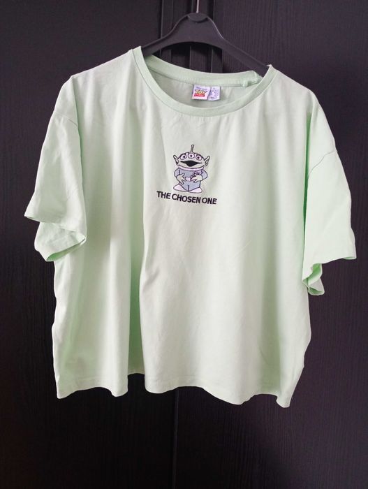 Limonkowy, jasno zielony, tshirt, crop, rozmiar xl z metki 46/48,
