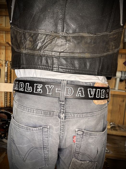 Pasek skórzany Harley Davidson handmade motocyklowy rock punk