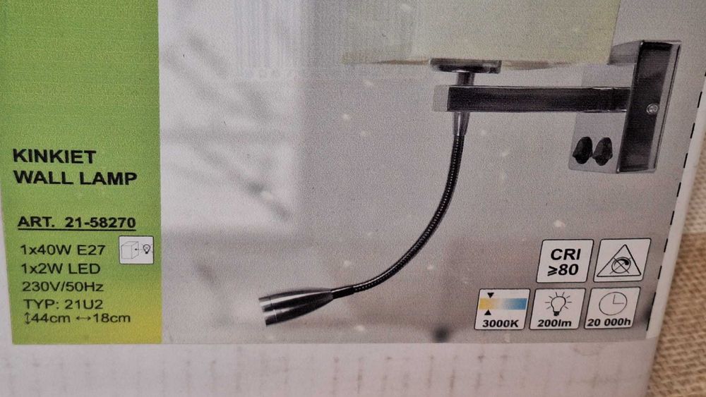 NOWA 1xE27 1x LED lampa nocna ścienna KINKIET Candelux Boho beż chrom