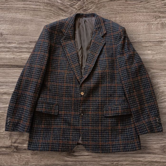 Marynarka Wełnianka 100% Harris Tweed Krata Brytyjska Męska L