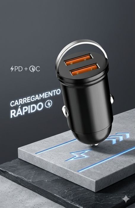 Carregador telemóveis para carro - rápido