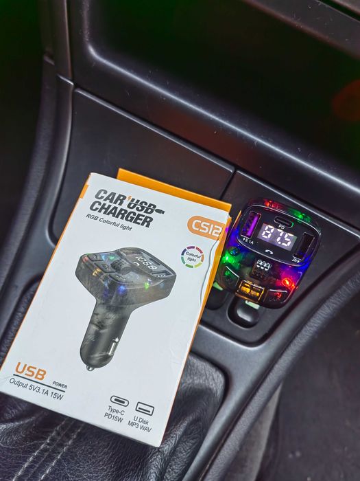 Transmiter fm- mp3 zestaw głośnomówiący 2xusb + usb c bluetooth 5.3