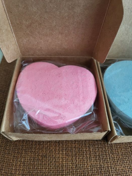Esponjas Faciais Coração / Rosa + Azul (40 Unid)