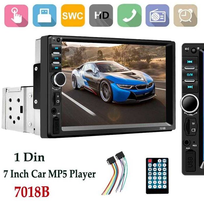 Multimedia para Automóvel com Ecrã Tátil de 7 polegadas, Bluetooth