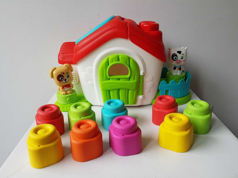 Clementoni sorter farma domek miękkie klocki Soft Clemmy pies krowa