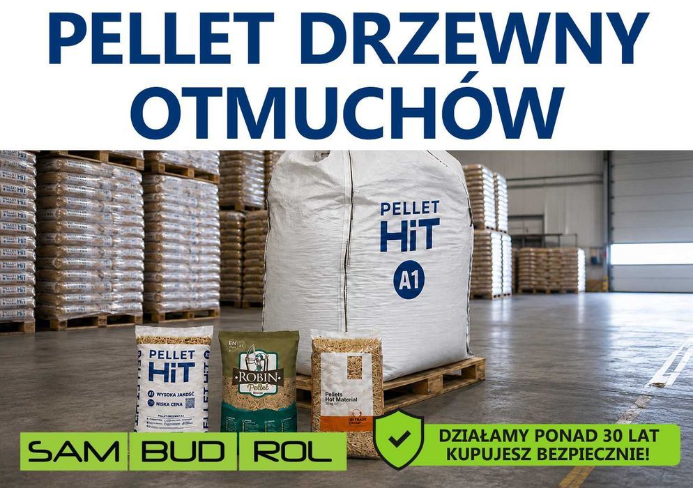 Pellet drzewny OTMUCHÓW, klasa A1 oraz A2, big bag i workowany, transport pod dom, bezpieczna płatność u kierowcy!