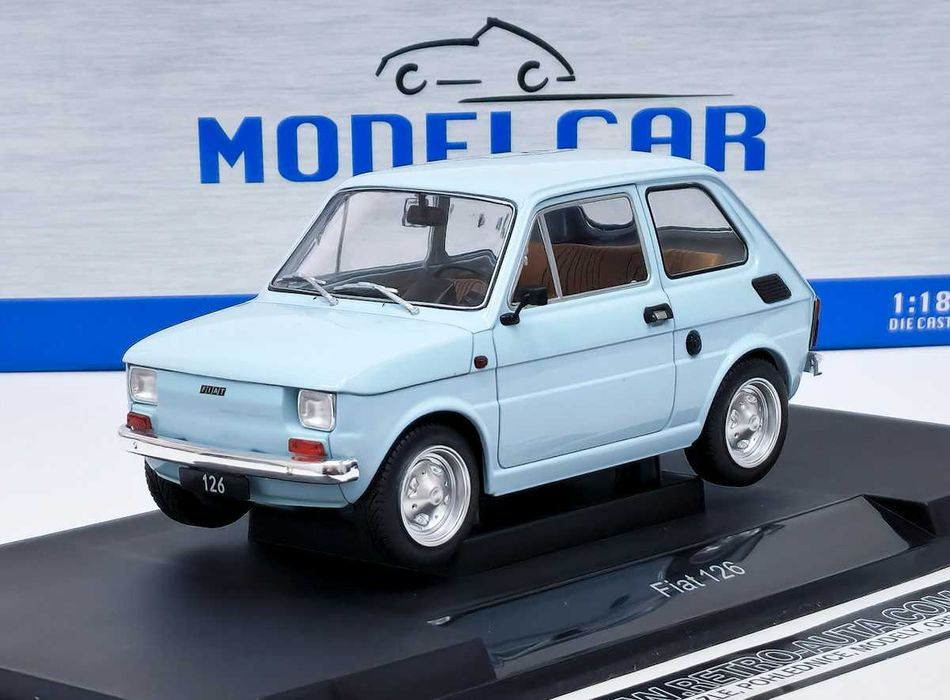 Model 1:18 MCG Fiat 126 .1972 Maluch Polski Fiat light blue