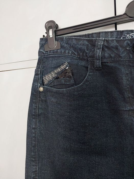Spódnica damska jeans, krótka spódnica z cekinami