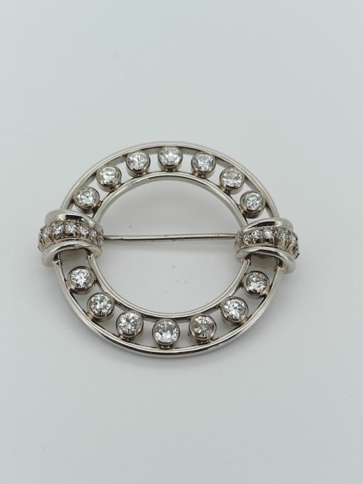 Broszka, Brosza 2,54ct naturalnymi diamentami, brylantami, Certyfikat Rzeczoznawcy. 10gram 0.750