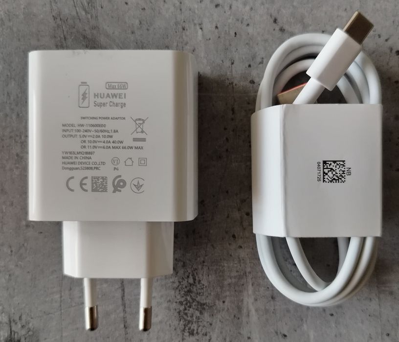 Ładowarka Huawei (Honor) 66W + kabel  - 1, 5m 10A  Czytaj opis.