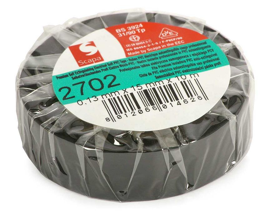 Taśma izolacyjna PVC SCAPA 2702 0,13*15 mm/10 m czarna