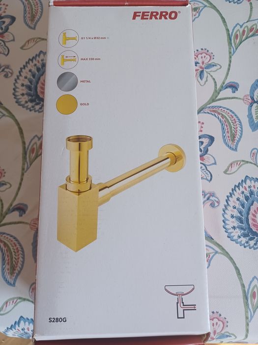 Ferro Quadro Syfon Mosiężny G5/4 Złoty