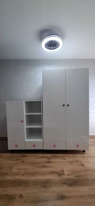 Zestaw, szafa z mniejszą szafką, biały