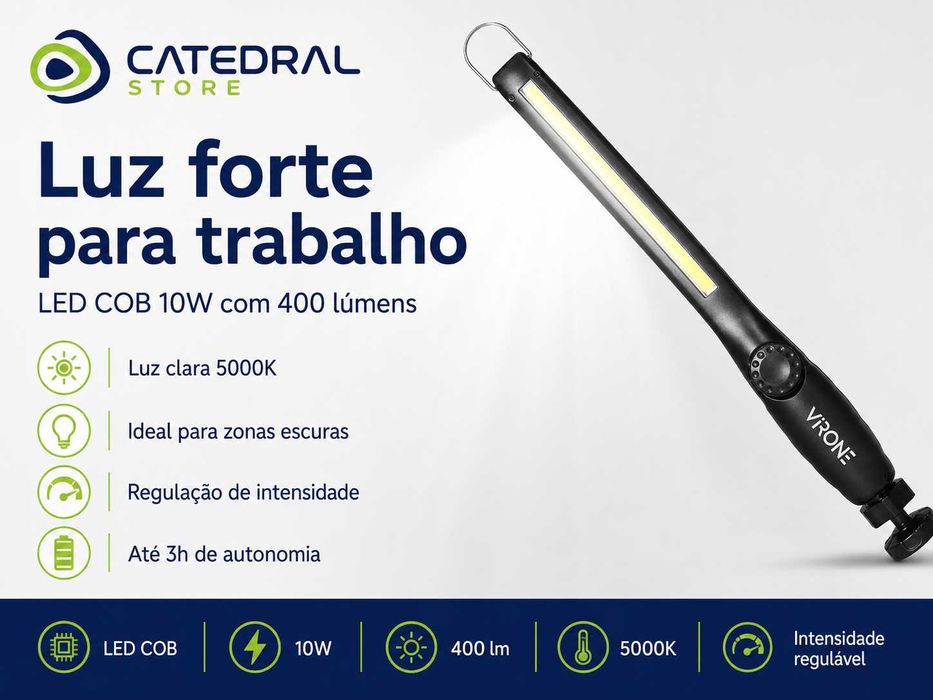 Lanterna de Trabalho LED COB 10W 400lm Recarregável VIRONE
