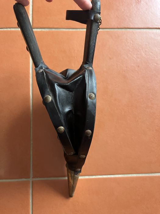 Fole de madeira e latão, soprador de brasas.