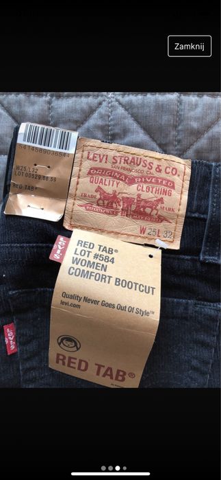 Spodnie dzwony sztruks Levi’s r. S