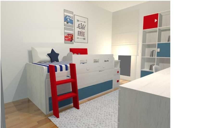 Escada vermelha para cama