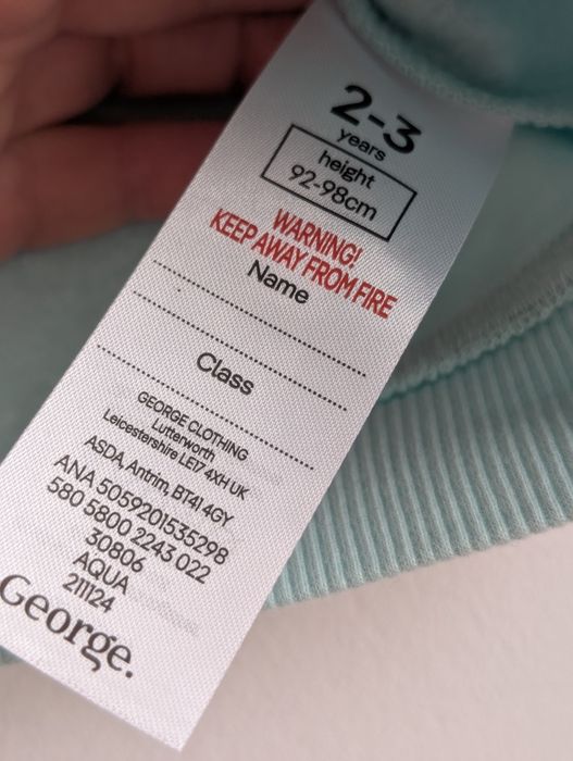 Bluza ocieplana 92/98 George turkusowa z nadrukiem