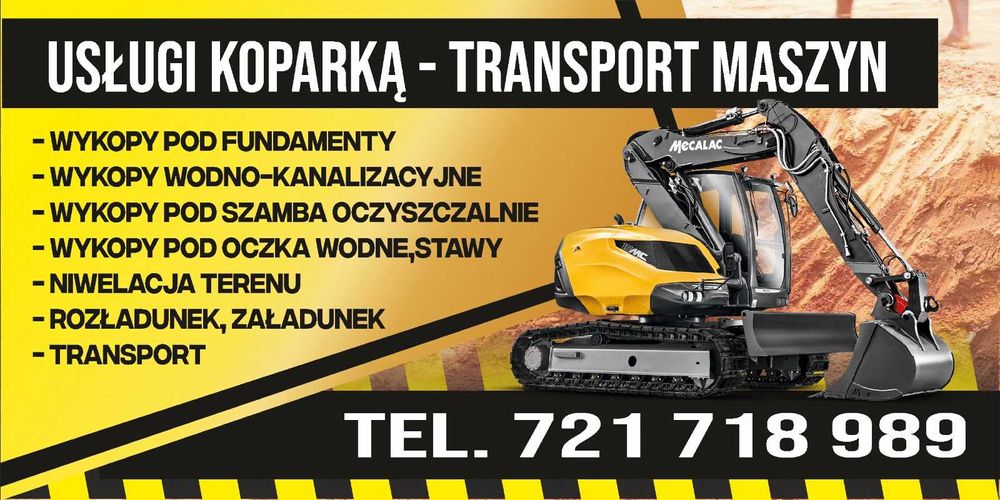 USŁUGI KOPARKĄ,wywrotka,transport maszyn,ROBOTY ZIEMNE