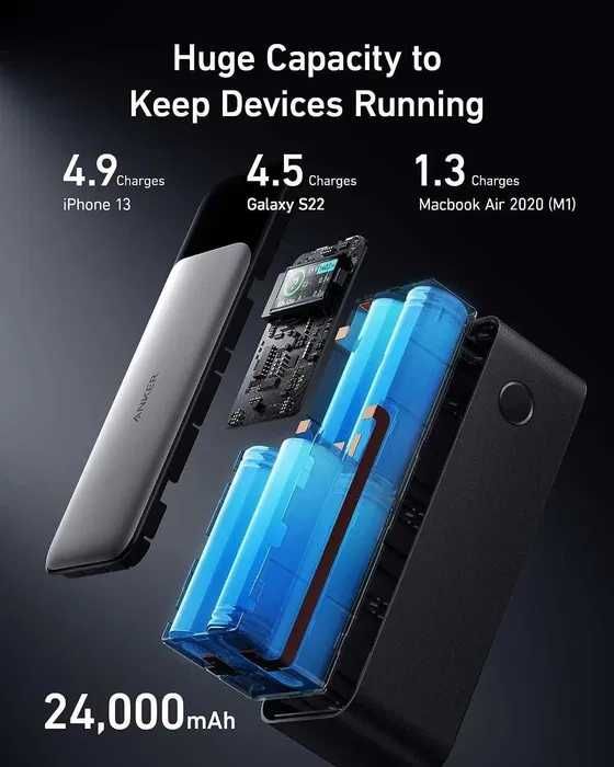 Повербанк Anker 737 Power Bank 24000mAh 140W для телефона ноутбука